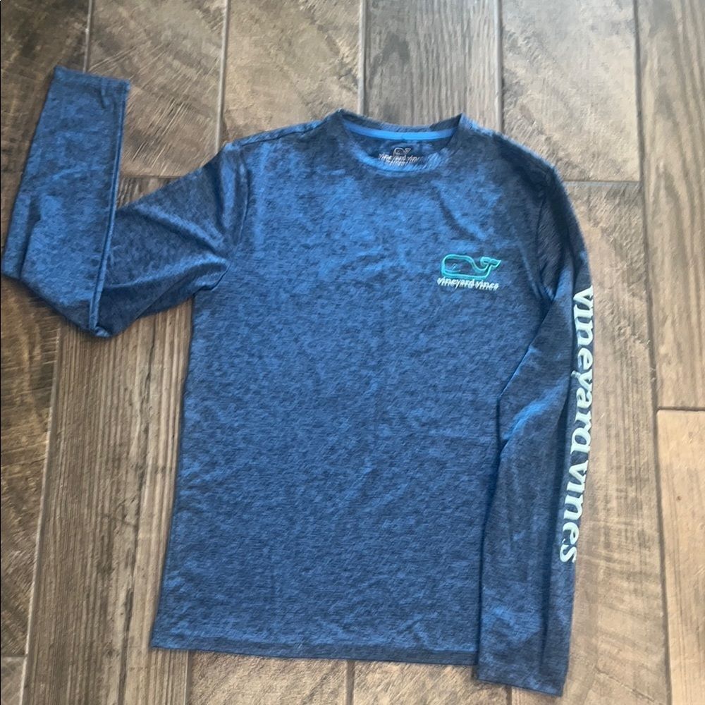 Vineyard Vines Heathered Blue Long Sleeve Tee
